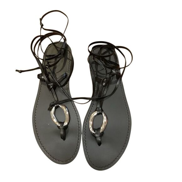 AQUA x Liat Baruch Women's Ilria Ankle Tie Strappy Thong Sandals Size 10 - Picture 2 of 13